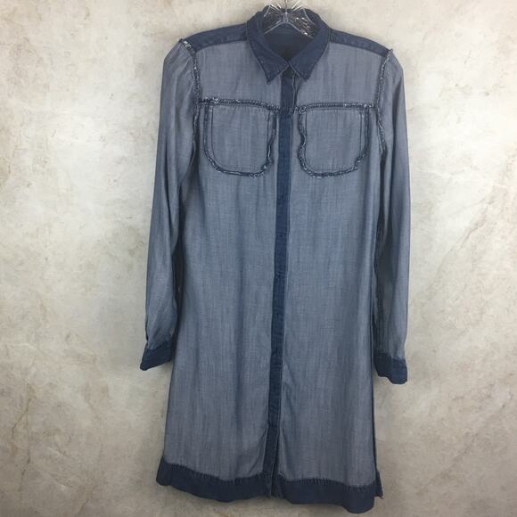Anne Taylor LOFT Blue Chambray Button-Up Shirt Dress Women's Size  XS - Picture 16 of 16
